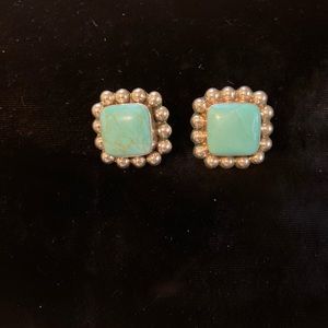 Turquoise and sterling clip earrings